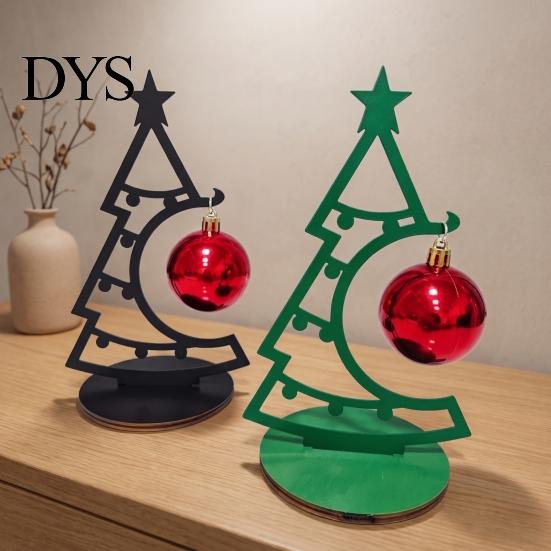 Modern Christmas Tree Decor Table Decoration, Metal Line Art Holiday Sculpture with Gift for Colleagues Red Ball Ornament Xmas Party Desk, Shelf,