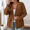 Giacca da completo in velluto a coste da donna 2025 - Stile europeo/americano Monocolore Autunno/Inverno Cardigan