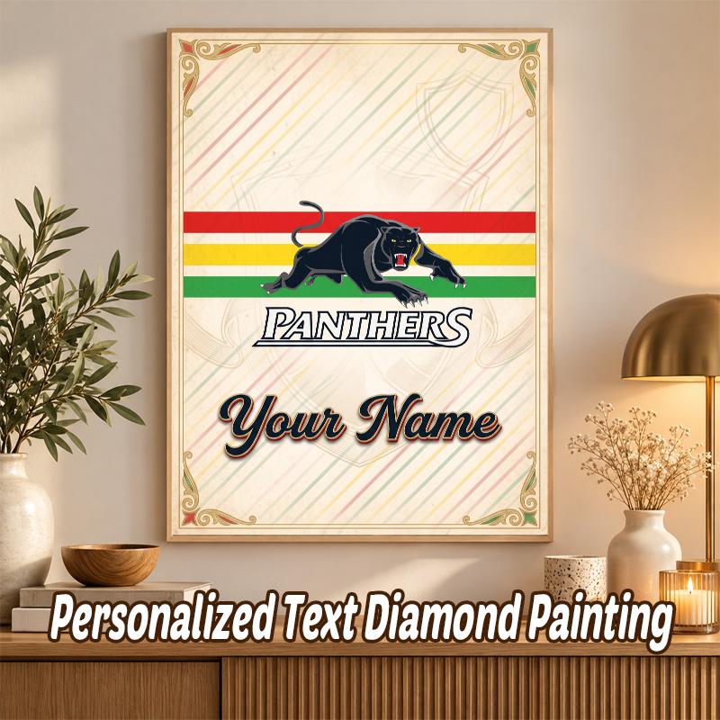 Penrith Panthers Custom Name Text 5D Diamond Painting Kit DIY Full Drill Diamond Art Decoration