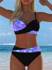 11 new European and American printed split swimsuit women's beach hot spring sexy swimsuit contrasting color screw bag