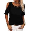 Women Casual Solid Cold Shoulder Loose Short Sleeve T Shirt