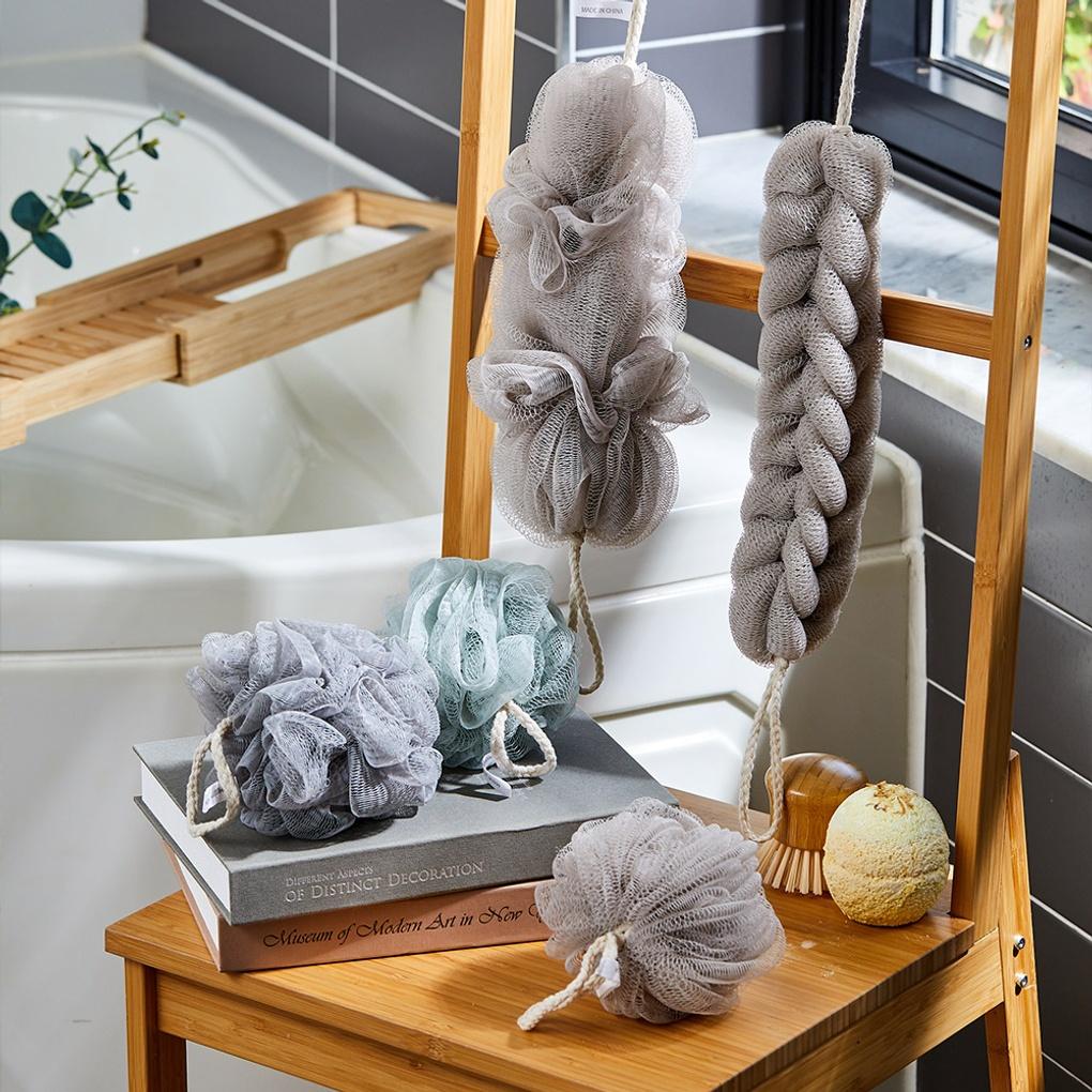 Day Spa Stretchy Long Shower Puff_BEIGE_BG0822017
