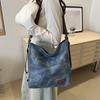 Vintage Solid Color PU Leather Women Fashion Shoulder Sling Bag High-Capacity Simple Wide Strap Commuting Bucket Crossbody Bag