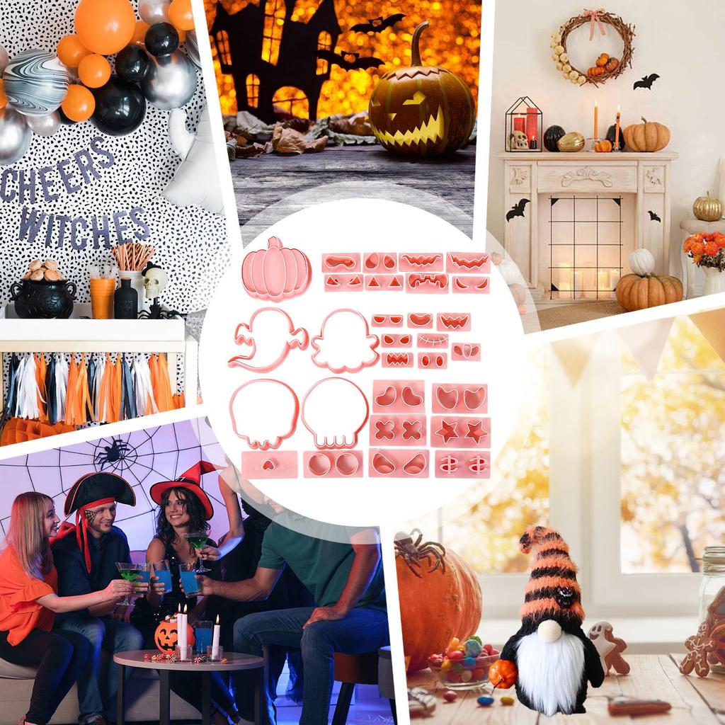 30 Pieces Cartoon Halloween Cookie Molds Large Pumpkin Ghost Skull Cookie Baking Tool Safe Gadget Supplies Decorating Tools