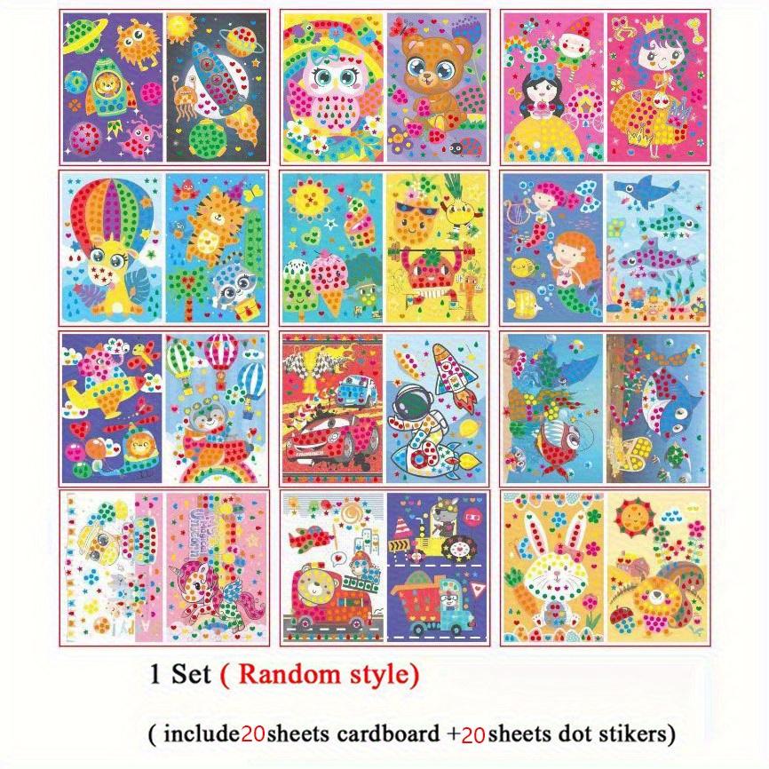 Non-Toxic 20 Sheets Kids Dot Coloring Book Diy Color Dot Cartoon Animal Drawing Mosaic Puzzle Stickers Children Creative Educational Toys