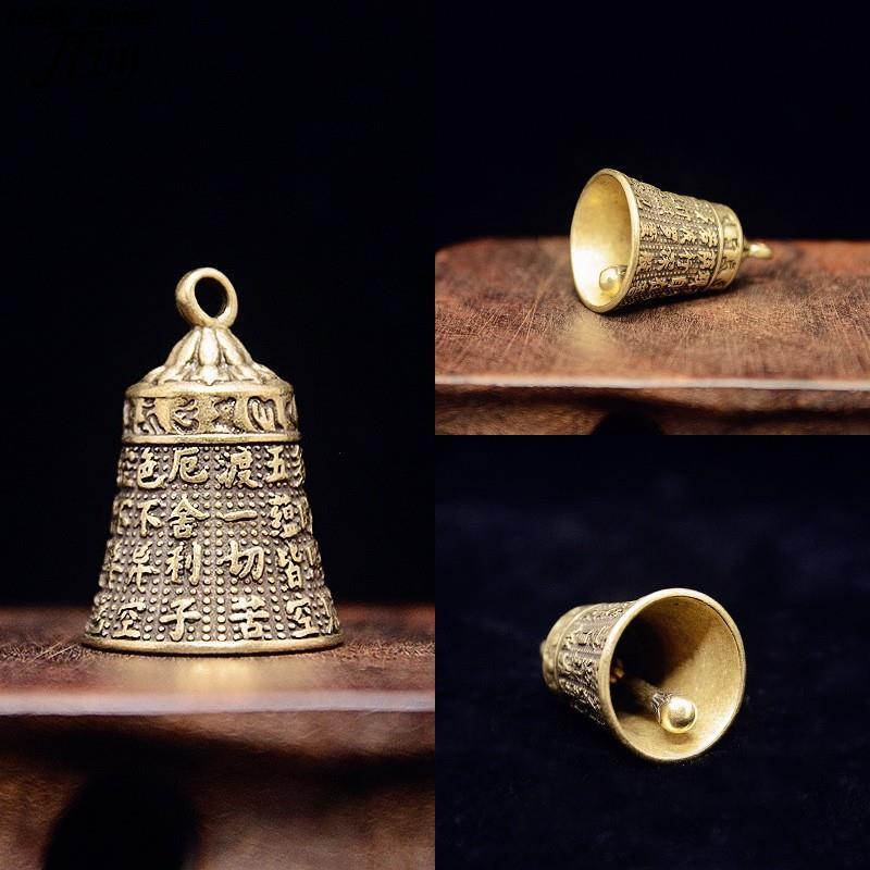 1PC Bronze Artesanato Fundição Escritura Sino Botão Carro Sino de Vento Sino de Bronze Tibetano Presente Criativo Decoração de Casa Pingente