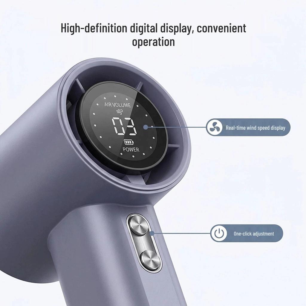 USB Rechargeable S001 Handheld Mini Fan: 100-Speed Digital Display, Powerful Turbo