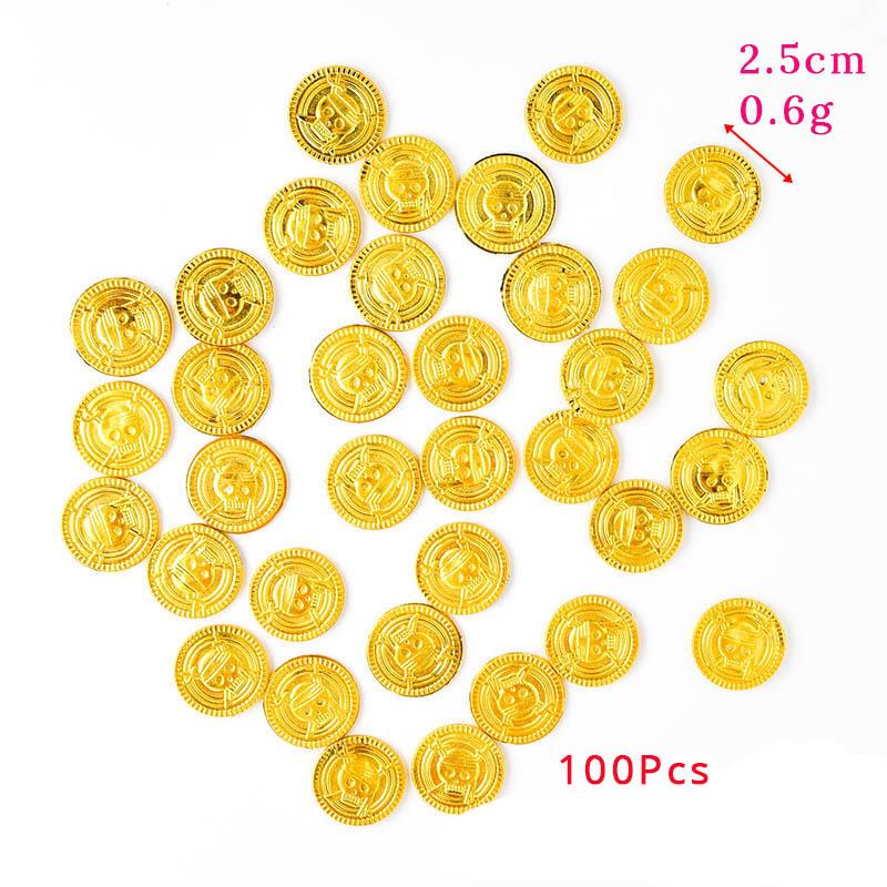 

50/100 Пиратских золотых монет, пластиковых поддельных золотых монет для Хэллоуина, для побега из комнаты с привидениями, для украшения детского дня рождения, золотая монета в подарок