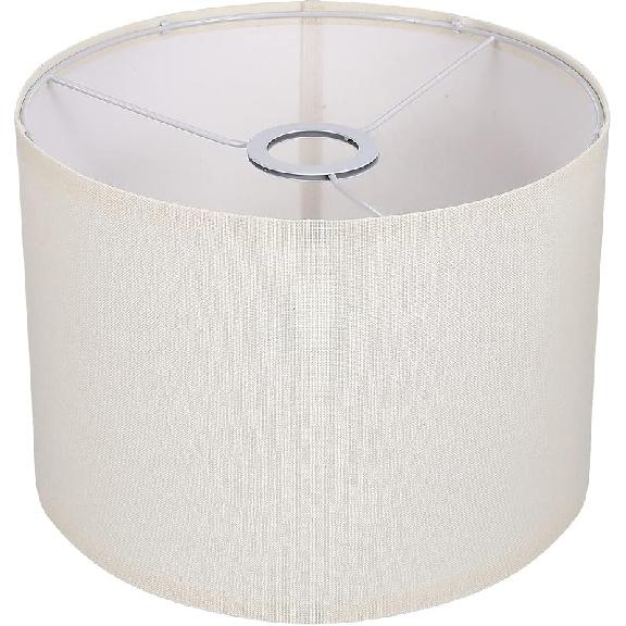 DOITOOL Home Decor Lamp Shade for Table Lamps, Drum Lamp Shade, Replacement Small Natural Linen Lampshades Spider Fitter (Grey) Small White Desk