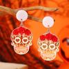 European and American Halloween Gothic Rose Skull Acrylic Earrings
