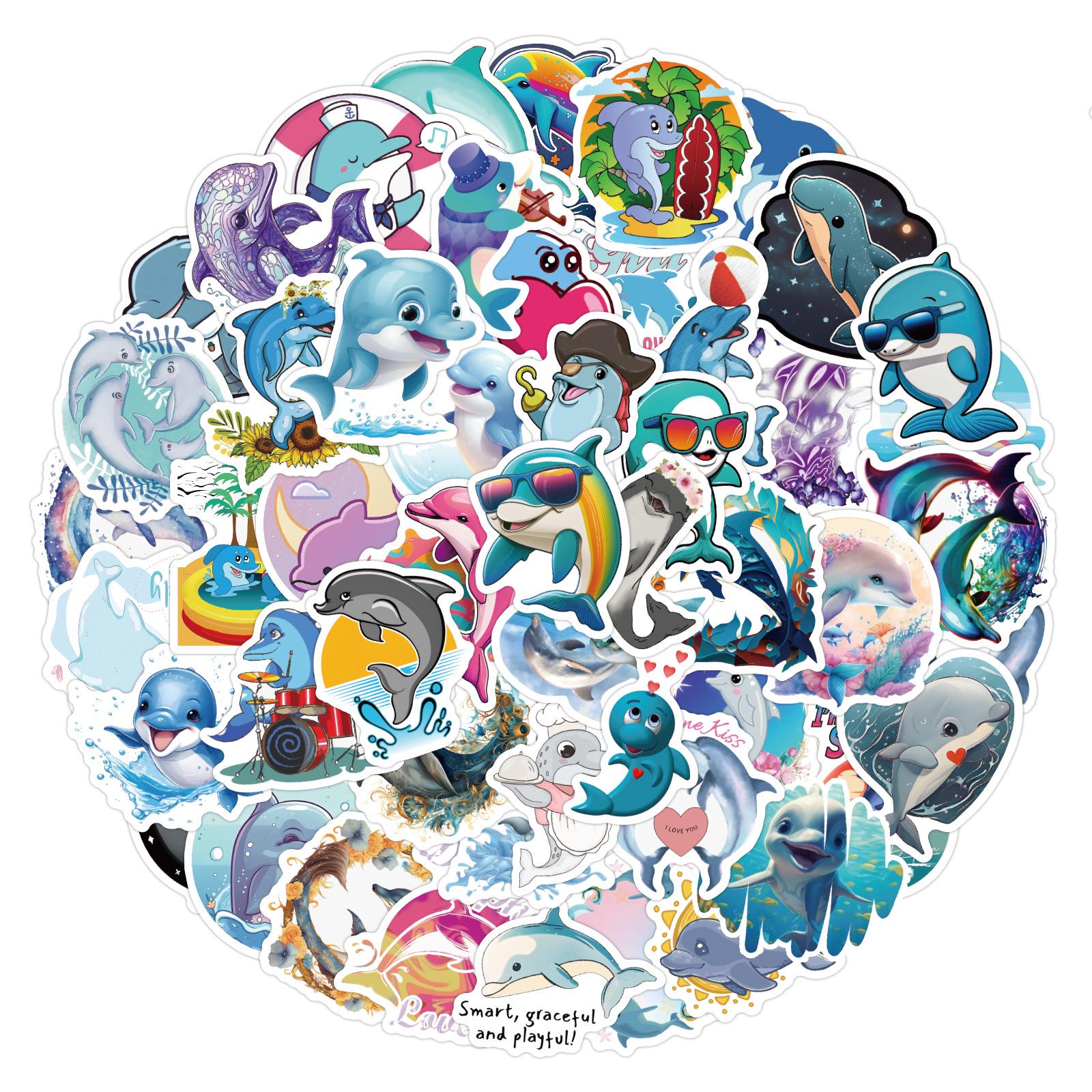 

60PCS Cute Dolphin Stickers for Water Bottles, Computers, Guitars, and Cars