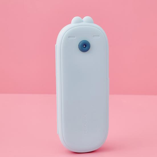 Stationery Pen Box Bunny Shape Design Sealed Snap Closure Large Capacity Pencil Case Food-Grade Silicone Soft Silicone Pen Holder School Supplies