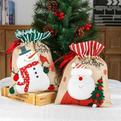 Christmas Santa Cartoon Drawstring Apple Handbag - Festive Gift Bag & Decorative Accessory