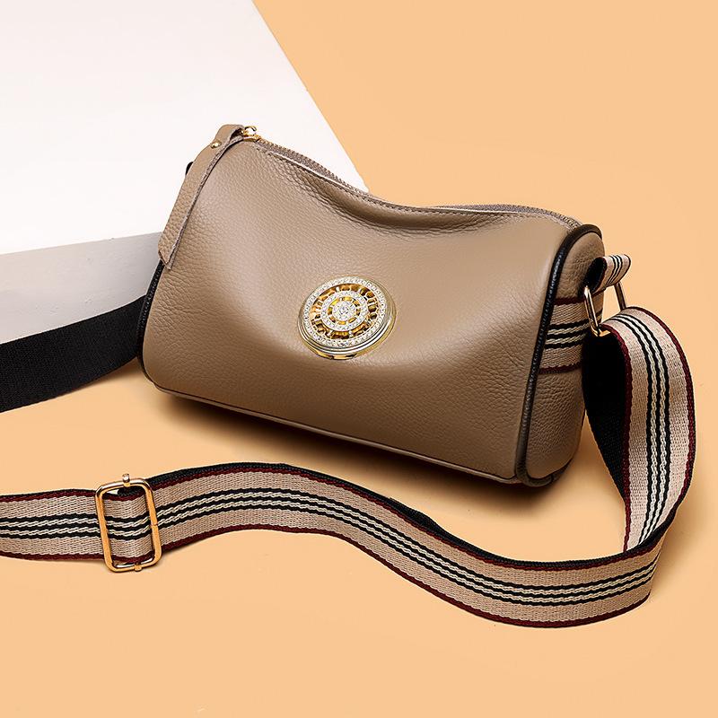 Leather Women'S Bag Fashion Shoulder Messenger Bag First Layer Cowhide Pillow Bag Wide Shoulder Strap Bag Women