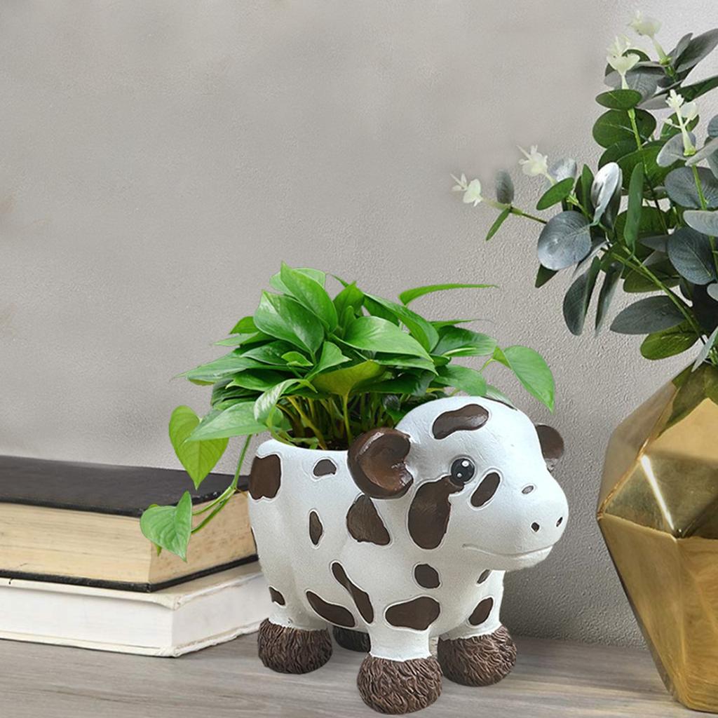 Outdoor Courtyard Plateau Cow Flower Pot Resin Craft Ornaments Home Decoration Balcony Ornaments