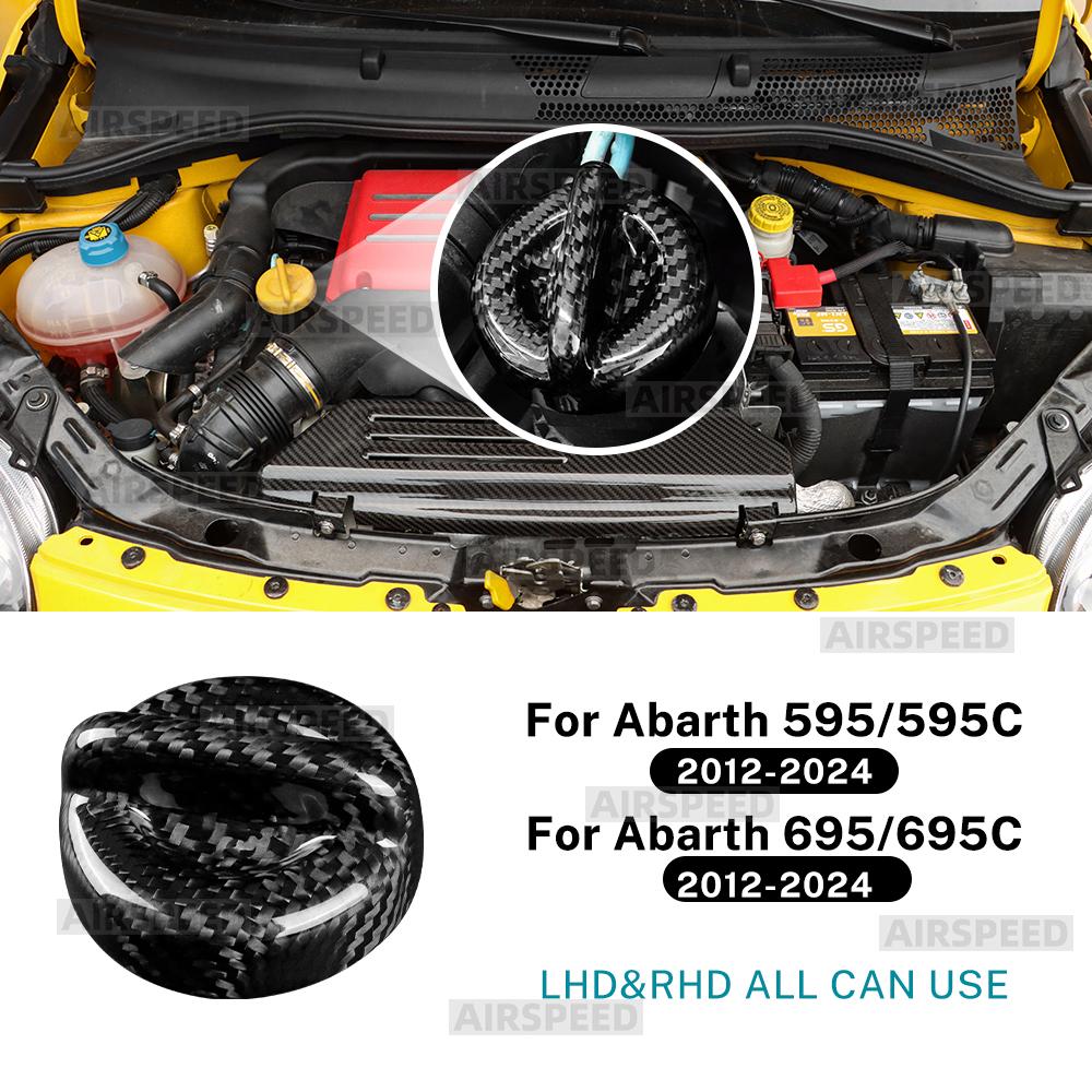 

Real Dry Hard Carbon Fiber For Abarth 595 595C 695 695C 2012-2025 LHD RHD Car Engine Oil Filler Cap Sticker Cover Accessories Black Carbon