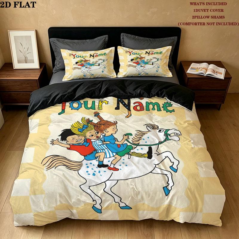 Springtime Fantasy Custom Name Pattern Bedding Quilt Set Quilt Cover Pillowcase Home Gift(1 * duvet cover + 2 * pillowcase, without core)