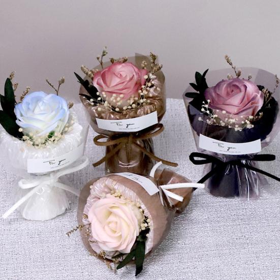 1/2Pcs Mini Fake Rose Bouquet Handcrafted Artificial Sunflower Floral Decoration Valentine's Day Anniversary Birthday Romantic Gift for Women Wife