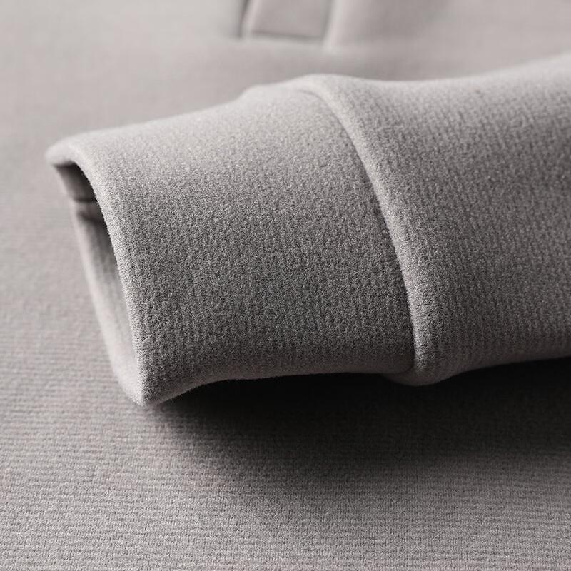 Yalu Men's Fleece-Lined Silk-Wool Blend Long-Sleeve Polo Shirt