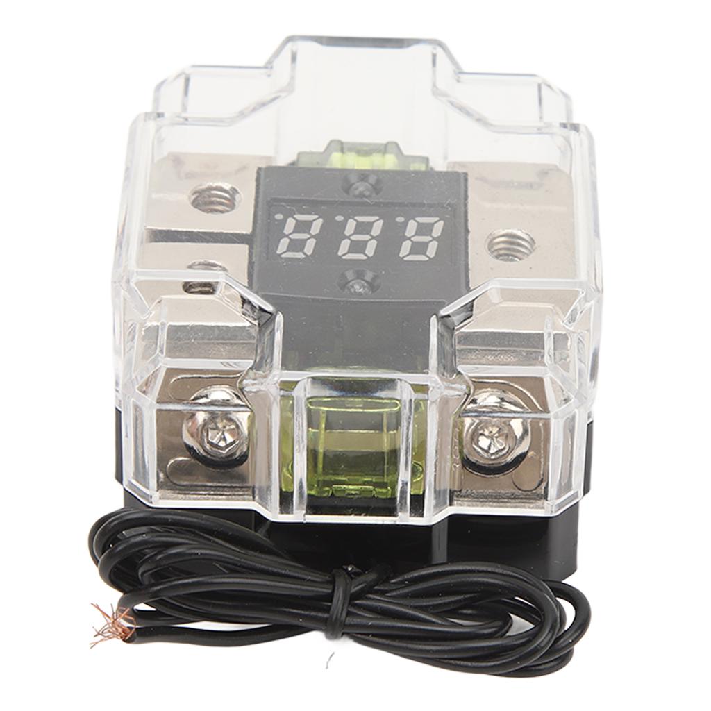 Car Audio Fuse Holder 4GA IN 4GA OUT 100A Digital Display Stereo Distribution Block Box for Automobile Boat Yacht RV