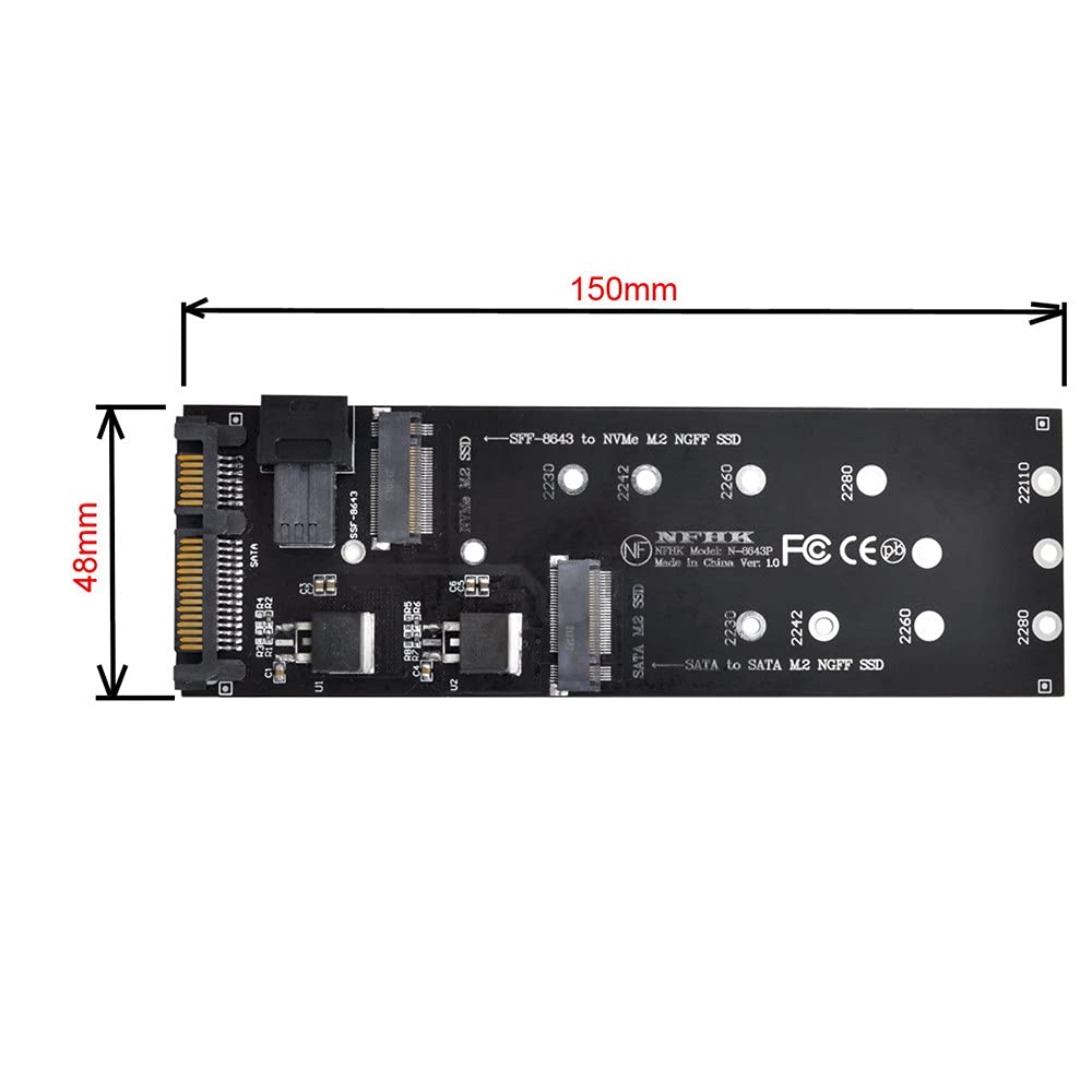 xiwai to U2 Kit NGFF to HD Mini SAS NVMe PCIe SSD SATA Adapter for Motherboards SFF-8643 M-Key