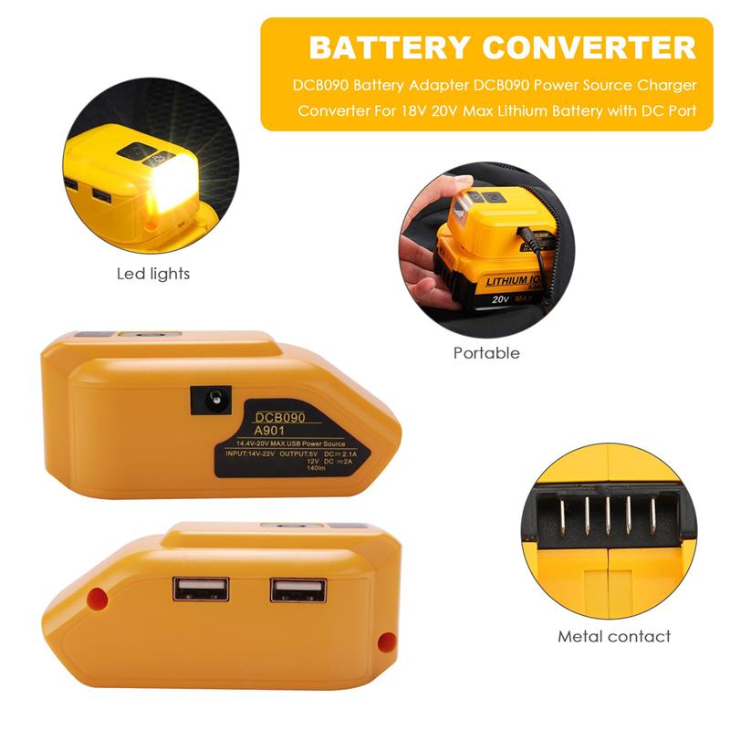 AD23-DCB090 Battery Adapter DCB090 Power Source Charger Converter For  18V 20V Max Lithium Battery With DC Port