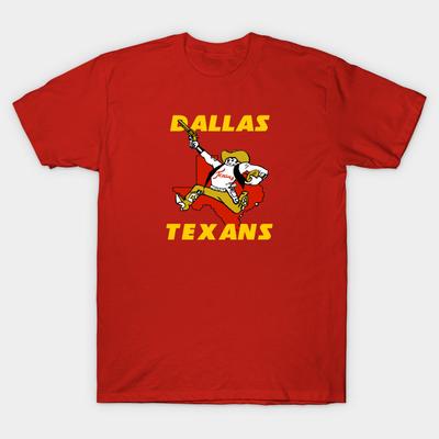 Asian Size Men Black Print T-shirt Defunct Dallas Texans Logo No-Cut Heat Transfer Print Cotton Tshirt
