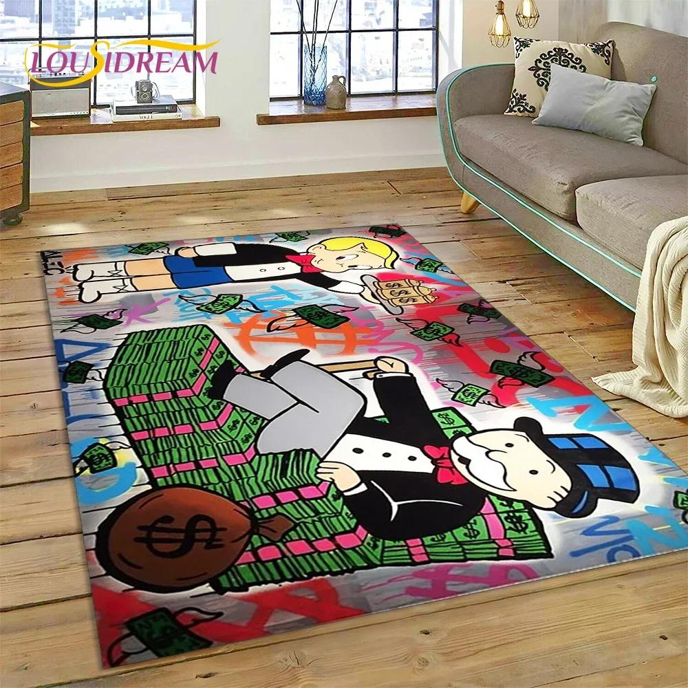 Game Dollar Monopoly Cartoon Money Carpet Rug for Bedroom Living Room Home Sofa Decoration,Children Game Large Decor Floor Mat