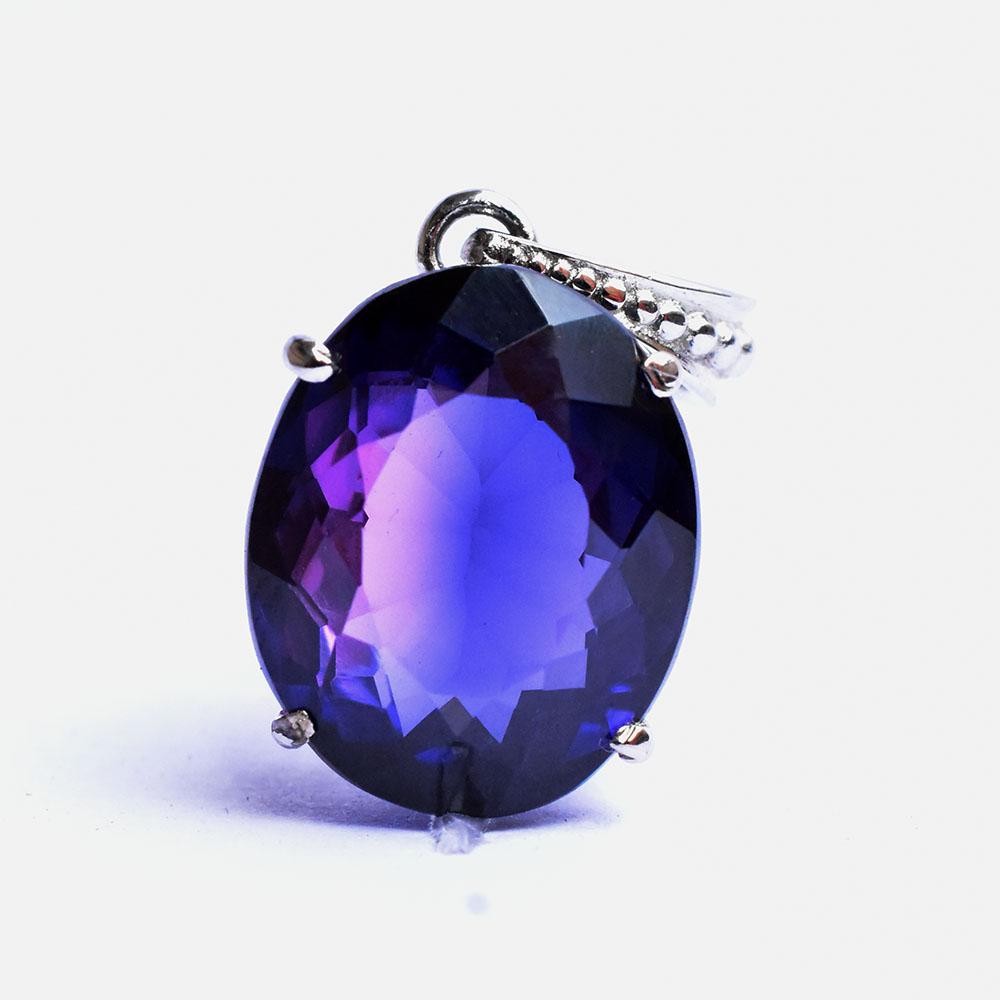 Natural 19Ct Purple Tanzanite Oval Pendant 925 Sterling Silver Certified Jewelry