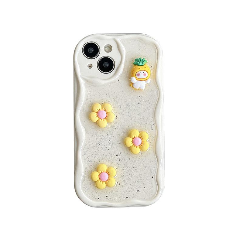 Glitter Donut Phone Case for IPhone17 Promax Flower Red Panda Cat for Apple 14 Fully Wrapped Anti-Fall 13
