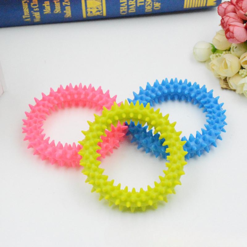 Soft Glue Dog Teething Toy Spiked Circle Teddy Teething Pet Toy