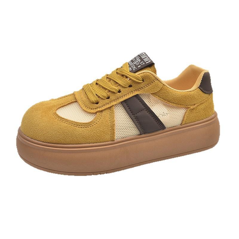 2025 Spring New Versatile Fashion Casual Shoes Korean Version of Color Matching Delicate Moral Training Shoes Trendy Board Shoes Women's Muffin Shoes