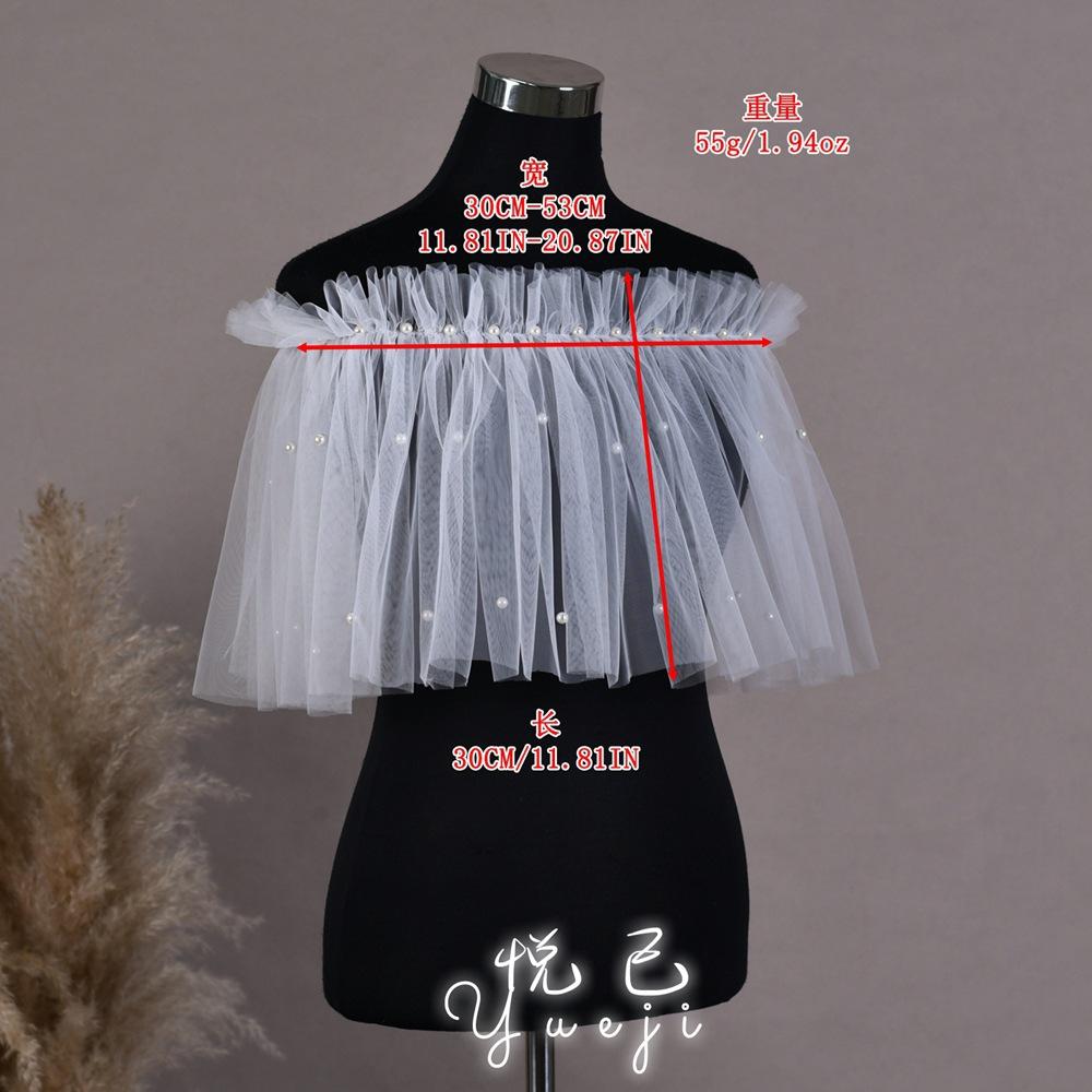 Pearl Tulle Off Shoulder Shrug Detachable Mesh Cape Wedding Dress Cover Up Bridal Photo Shoot Evening Party See-through Shoulder Wrap