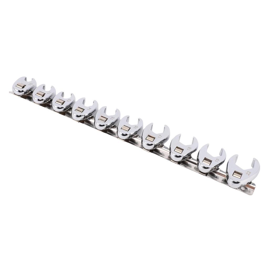 10 PCS 3 8 Inch Metric Crowsfoot Wrench Set Crows Foot Wrench Head Set with Clip On Organizer 10 11 13 14 15 16 17 18