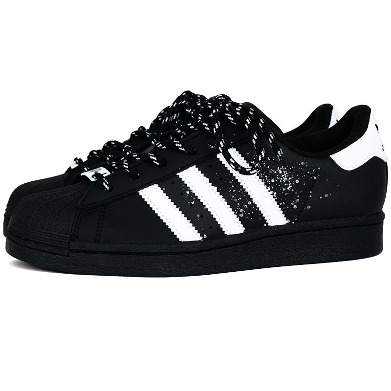 Adidas Originals SUPERSTAR Starry Sky Knight Abrasion Resistant Low top Skateboard Shoes Unisex Black White EG4959(Team562-)