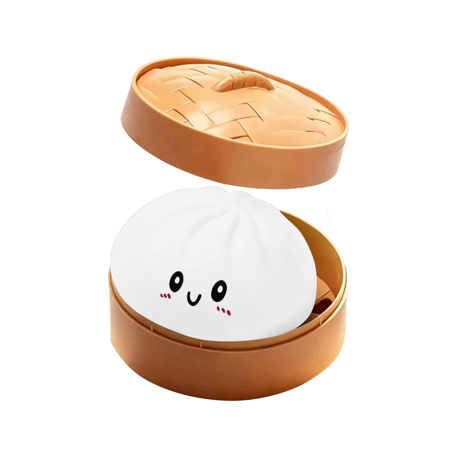 

Squishy Slow Rising Bun Stress Relief Toy with Steam Basket Simulation Soft Squeeze Decompression Toy for Sensory Play and Relaxation one size белый