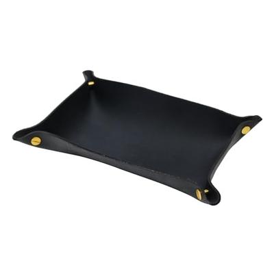 LODGE COFFEE Plateau à monnaie, Plateau à accessoires en cuir italien, Porte-petits objets, Cuir véritable, Fabriqué au Japon (Noir)