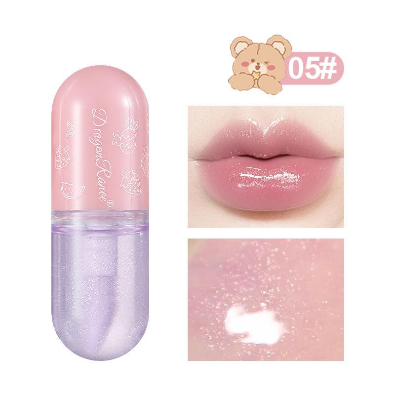 Dragon Ranee Mirror-effect Cute Bear Waterproof Lip oil,Your Go-To for Cute,Lasting Lips,Student-Friendly