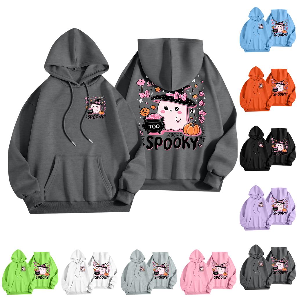 Children's Casual Fashion Halloween Print Long-Sleeved Hooded Sweatshirt