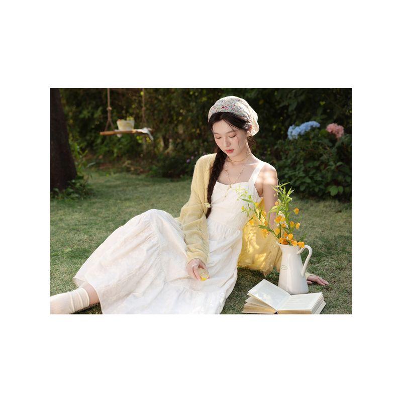 Plus-Size Women's Clothing for Slightly Chubby Women, Summer Slimming Cardigan Two-Piece Set with Camisole Dress