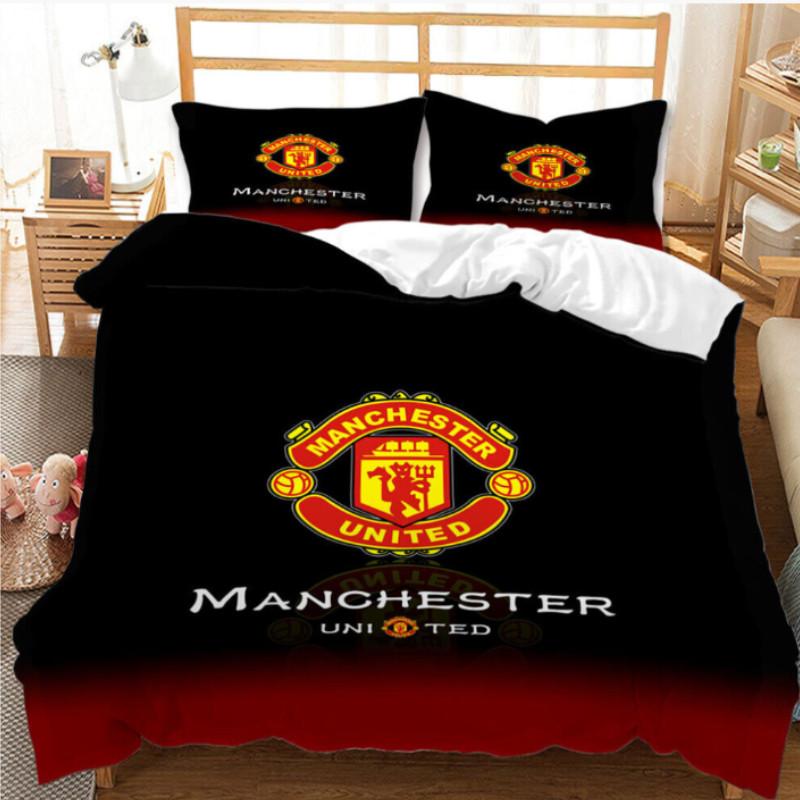Modern Minimalist Manchester Pattern Digital Printed Bedding Set And Pillowcases For Bedroom Decor