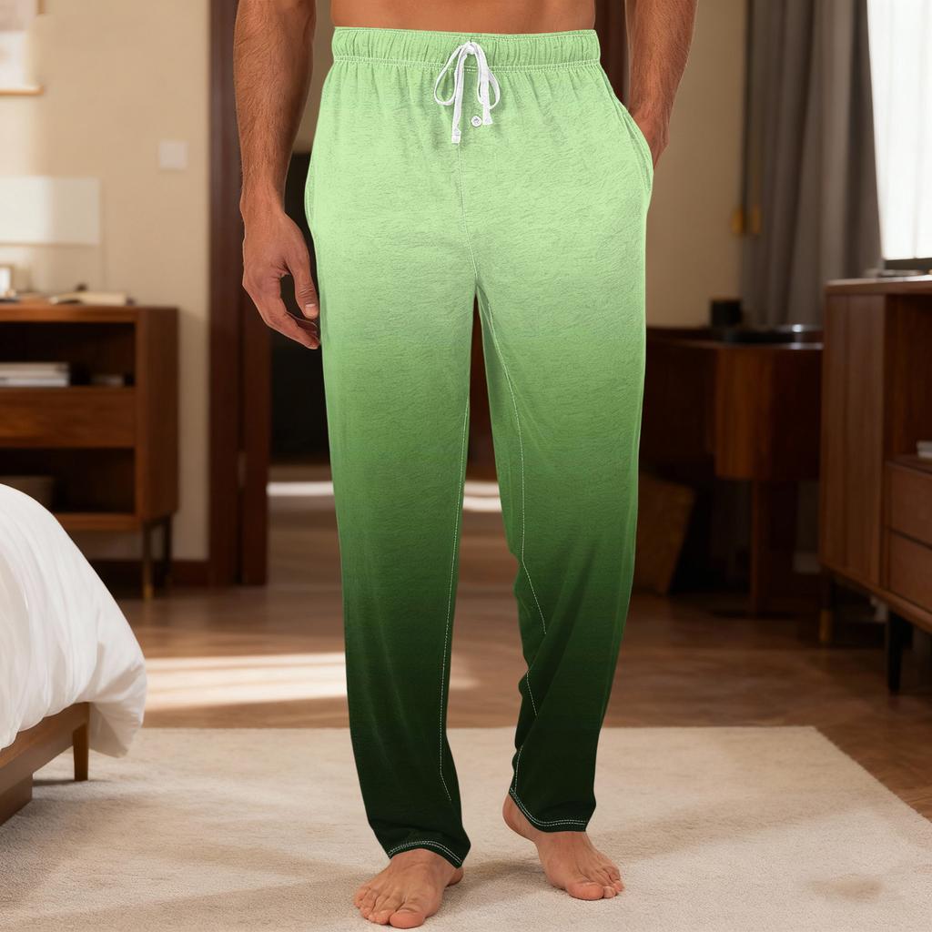 Men's Plain Knit Solid Pocket Casual Pants Home Pajama Pants