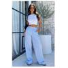 2024 New Arrival Hot Products Amazon Women's Stripes Wide Leg Pants Casual Street Ins Fashion Loose High Waist Pants