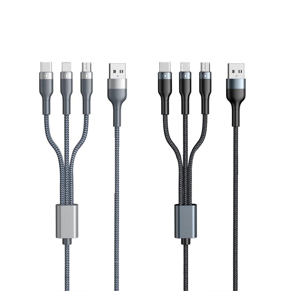 3-IN-1 USB Cable Fast Charging Cable Multi Charging Cord USB Cord Adapter Braided Wire For Mobile Phone Tablet Laptop