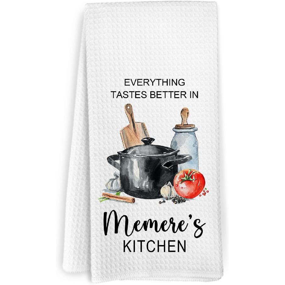 Nonna Gifts Kitchen Towels, Gifts for Nonni Grandma from Grandkids, Everything Tastes Better in Nonna's Kitchen Decorative Hand Tea Towels for