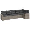 Vidaxl 6-Cz. Gartenmöbel-Set mit Kissen, Grau, Polyrattan