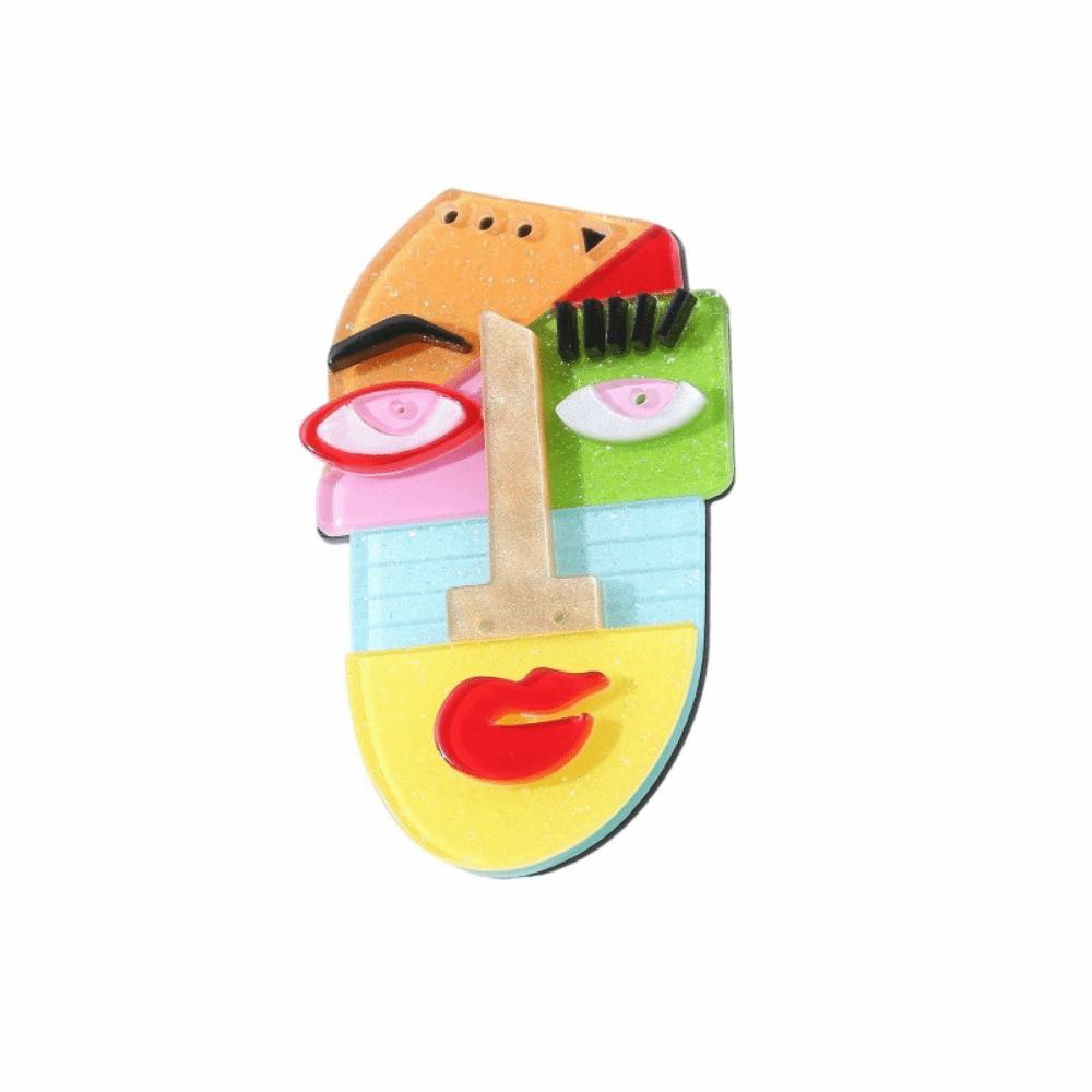 Acrylic Women Portrait Pin Cartoon Coat Badge Elegant Animal Brooches