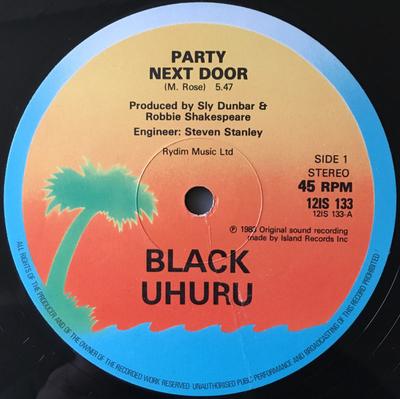 12inch Record BLACK UHURU  Party Next Door 12IS133 Island Records 1983 UK Reggae Ska  Dub Used