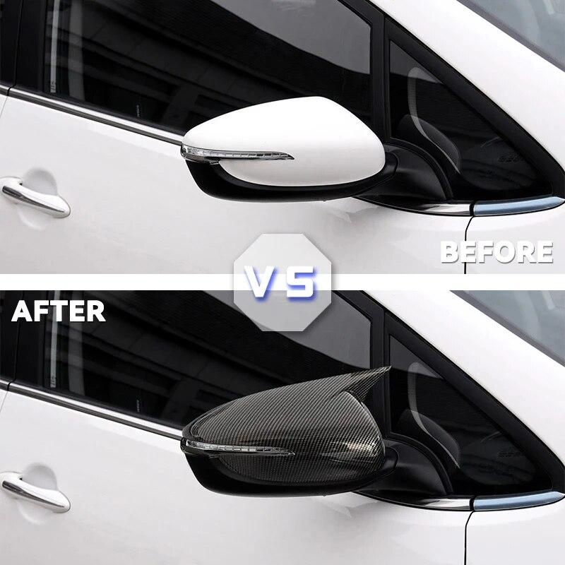 For KIA K3 Cerato Forte 2013-2018 Rearview Side Mirror Cover Wing Cap Exterior Door Rear View Case Trim Carbon Fiber Sticker