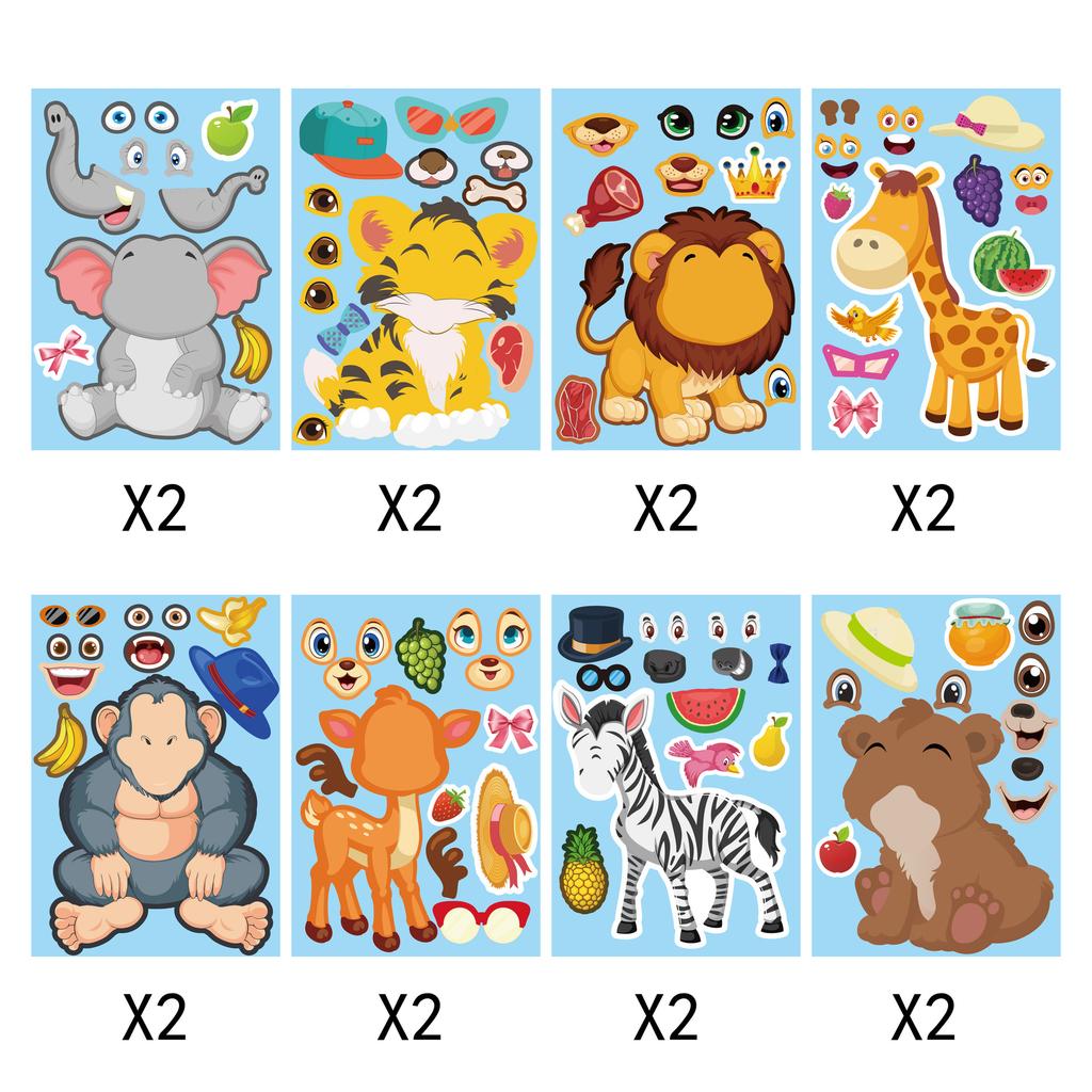 Jungle Forest Animal Cartoon Stickers for Kids DIY Puzzle Creative Children Activity